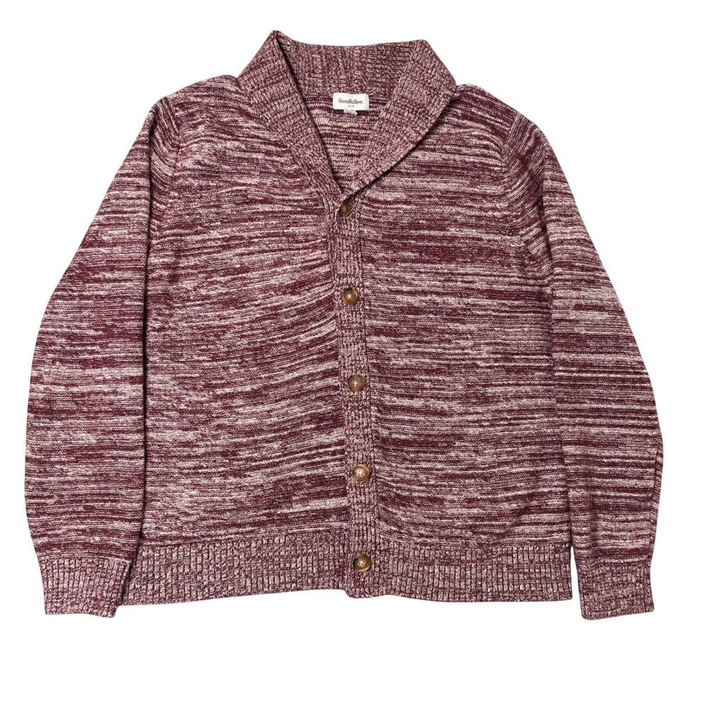 Goodfellow & Co Cardigan Sweater Mens XL Burgundy Shawl Collar Preppy Old Money